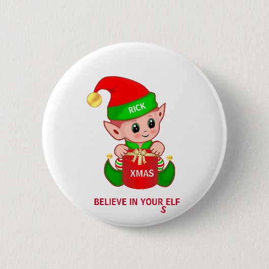 かわいいクリスマスエルフ 缶バッジ (正面)