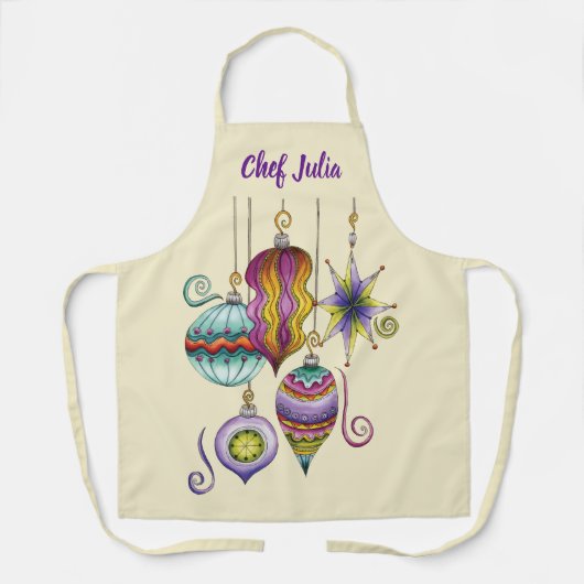 かわいいクリスマスエレガントとガラスファンシーオーナメント エプロン (正面)