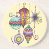 かわいいクリスマスエレガントとガラスファンシーオーナメント コースター (正面)