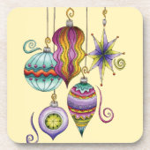 かわいいクリスマスエレガントとガラスファンシーオーナメント コースター (正面)