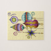 かわいいクリスマスエレガントとガラスファンシーオーナメント ジグソーパズル (横)