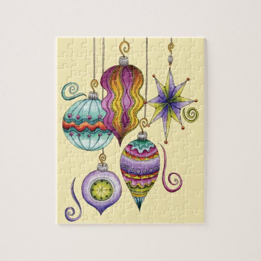 かわいいクリスマスエレガントとガラスファンシーオーナメント ジグソーパズル (縦)