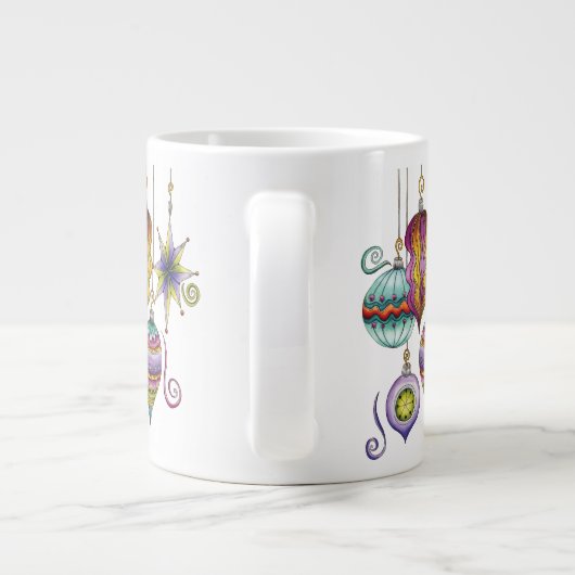 かわいいクリスマスエレガントとガラスファンシーオーナメント ジャンボコーヒーマグカップ (裏面)