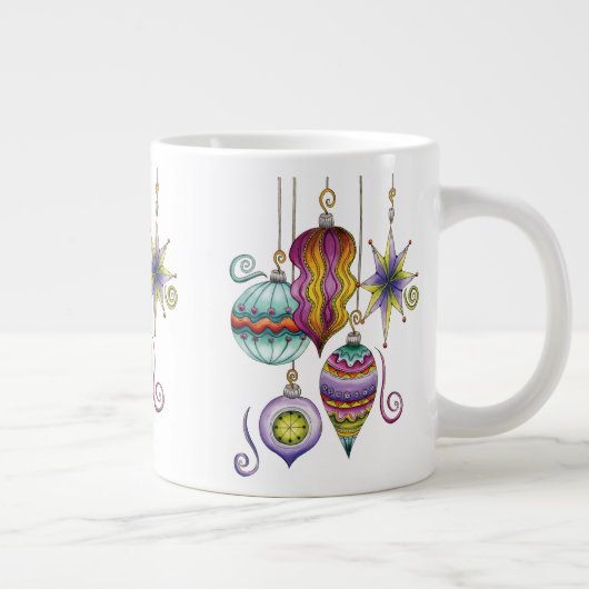 かわいいクリスマスエレガントとガラスファンシーオーナメント ジャンボコーヒーマグカップ (右)