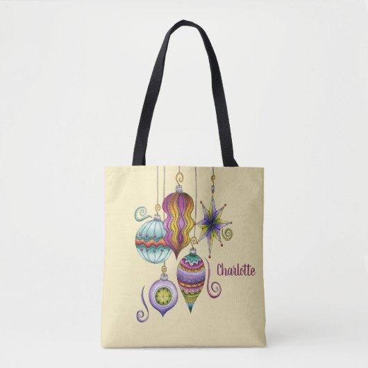 かわいいクリスマスエレガントとガラスファンシーオーナメント トートバッグ (正面)