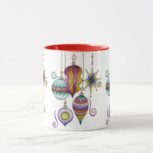 かわいいクリスマスエレガントとガラスファンシーオーナメント マグカップ (中央)