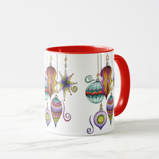 かわいいクリスマスエレガントとガラスファンシーオーナメント マグカップ (正面右)