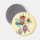 かわいいクリスマスエレガントとガラスファンシーオーナメント マグネット (正面/裏面)