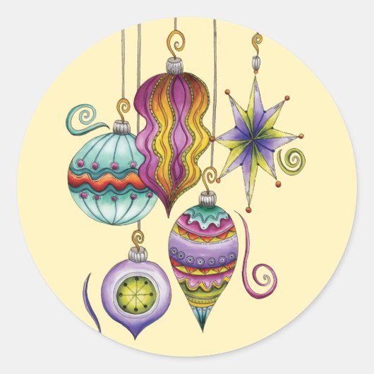 かわいいクリスマスエレガントとガラスファンシーオーナメント ラウンドシール (正面)