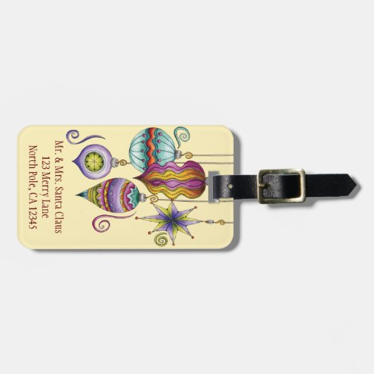 かわいいクリスマスエレガントとガラスファンシーオーナメント ラゲッジタグ (正面横)