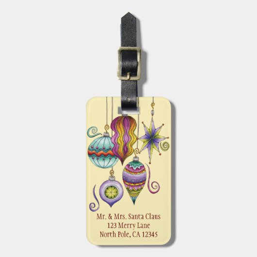 かわいいクリスマスエレガントとガラスファンシーオーナメント ラゲッジタグ (正面縦)