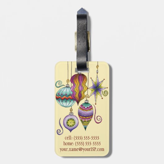 かわいいクリスマスエレガントとガラスファンシーオーナメント ラゲッジタグ (裏面縦)