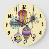 かわいいクリスマスエレガントとガラスファンシーオーナメント ラージ壁時計 (正面)