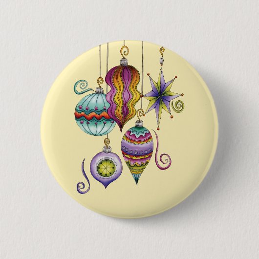 かわいいクリスマスエレガントとガラスファンシーオーナメント 缶バッジ (正面)