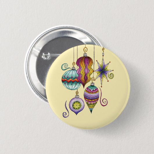 かわいいクリスマスエレガントとガラスファンシーオーナメント 缶バッジ (正面&裏面)