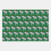 かわいいクリスマスエレファントグリーンキッズホリデー ラッピングペーパーシート (正面2)