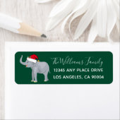 かわいいクリスマスエレファントサンタクロースグリーン ラベル (インサイチュ)