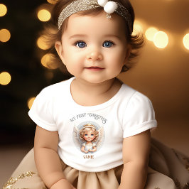 かわいいクリスマスエンジェル初めてのクリスマスベビーTシャツ ベビーTシャツ