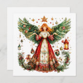 かわいいクリスマスエンジェル クリスマスプレゼント＆おもちゃ付き シーズンカード (正面/裏面)