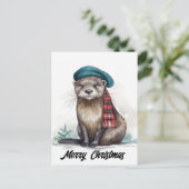 かわいいクリスマスオッター シーズンポストカード (スタンド正面)