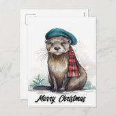 かわいいクリスマスオッター シーズンポストカード (正面/裏面)