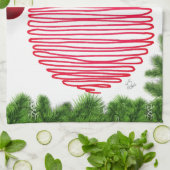 かわいいクリスマスオーナメントとバーディのキッチンタオル キッチンタオル (折り畳み)