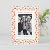 かわいいクリスマスオーナメント　カラフルな家族写真 シーズンカード (スタンド正面)