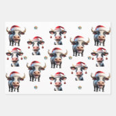 かわいいクリスマスカウアンドブルプラス固形物緑の赤 ラッピングペーパーシート (正面)