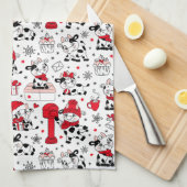 かわいいクリスマスカウブル キッチンタオル (四つ折り)