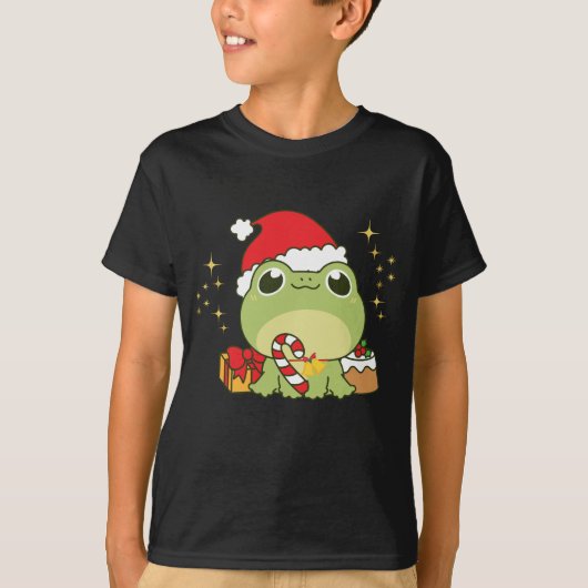かわいいクリスマスカエル Tシャツ (正面)