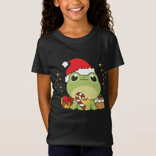 かわいいクリスマスカエル Tシャツ (正面)