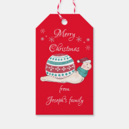 かわいいクリスマスカタツムリ ギフトタグ