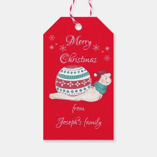 かわいいクリスマスカタツムリ ギフトタグ (裏面)