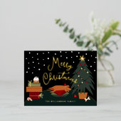 かわいいクリスマスカップ 箔シーズンポストカード (立ち正面)