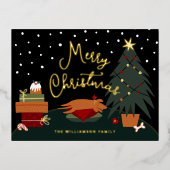 かわいいクリスマスカップ 箔シーズンポストカード (正面)