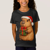 **かわいいクリスマスカピバラキッズTシャツ – サンタカピ** Tシャツ (正面)