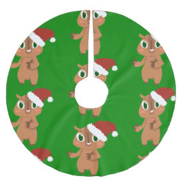 かわいいクリスマスカピバラサンタクロース ブラッシュドポリエステルツリースカート