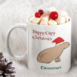 かわいいクリスマスカピバラ動物サンタハット コーヒーマグカップ