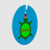 かわいいクリスマスカメと花の殻カスタム付き オーナメント (正面)