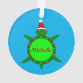 かわいいクリスマスカメと花の殻カスタム付き オーナメント (裏面)