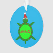 かわいいクリスマスカメと花の殻カスタム付き オーナメント (正面)
