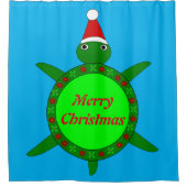 かわいいクリスマスカメと花の殻カスタム付き シャワーカーテン (正面)