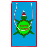 かわいいクリスマスカメと花の殻カスタム付き スモールペーパーバッグ (正面)