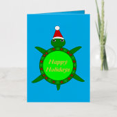 かわいいクリスマスカメと花の殻カスタム付き 箔グリーティングカード (正面)