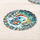 かわいいクリスマスカメのコースターの贈り物 ペーパーコースター (アングル)