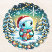 かわいいクリスマスカメのコースターの贈り物 ペーパーコースター (正面)