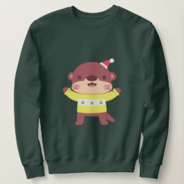 かわいいクリスマスカワウソ スウェットシャツ