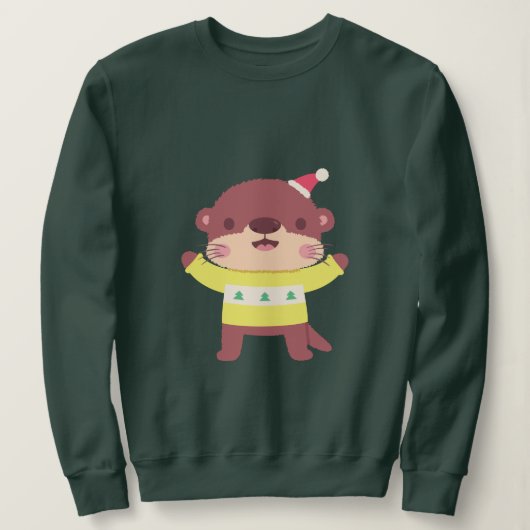 かわいいクリスマスカワウソ スウェットシャツ (デザイン正面)