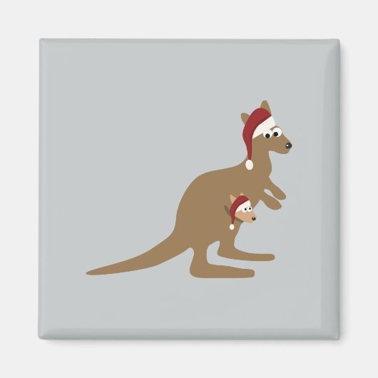 かわいいクリスマスカンガルー マグネット (正面)