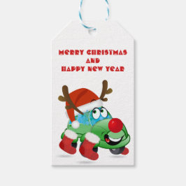 かわいいクリスマスカーアニメ ギフトタグ